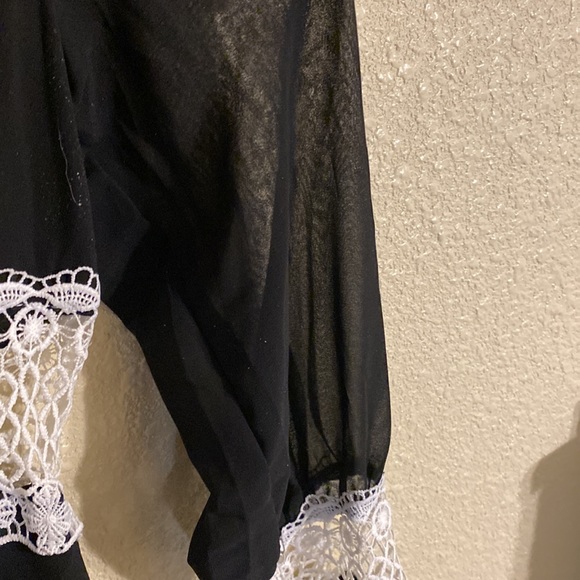 Black Dress with White Lace Cutout Sections Size 10 - Picture 8 of 13